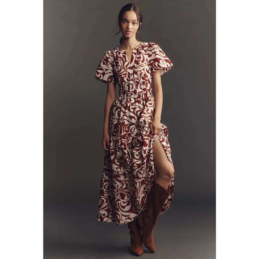 New Anthropologie Somerset Maxi Dress $168 SMALL Burgundy